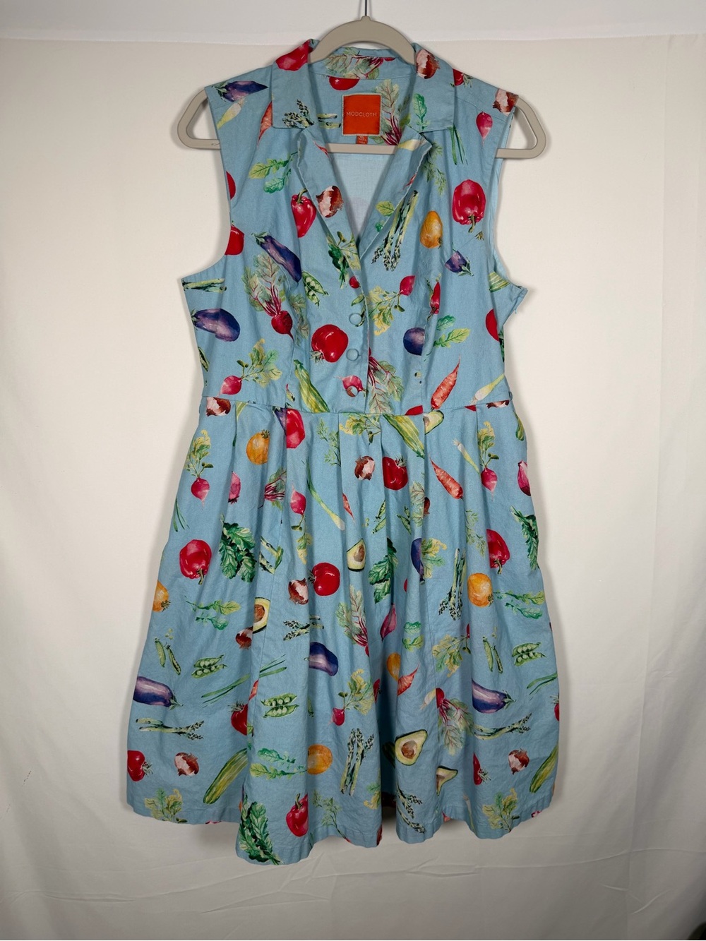 Modcloth Light Blue Fruit and Vegetable Print Dress